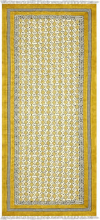 Kilim Runner 4x10 Cotton Runner Rug Yellow & Beige Indoor Outdoor Runner 0.19 inches Stone Easy Washable Hand Wash Cotton Carpet Flatweave Runner Rugs for Hallway, Staircases, Corridor Runner