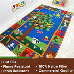 KIDCARPET.COM Forest Fun Rectangle Classroom Rug | Bordered Area Rug for Preschool Daycare Learning, 6' x 8'6"