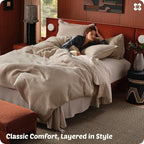 Bedsure Cotton Duvet Cover Set - 100% Cotton Waffle Weave Khaki Duvet Cover Oversized King Size, GentleSoft™ and Breathable Bedding Set for All Season, 3 Pieces, 120"x98"