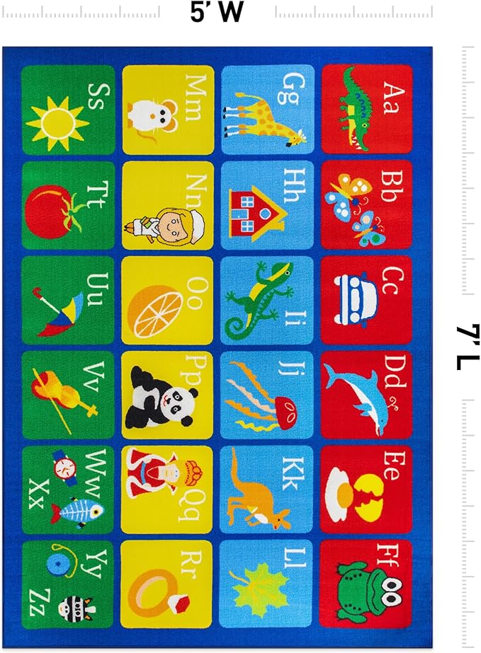 Rugshop Kids Alphabet Educational Learning High Traffic Living Room,Bedroom,Kitchen, Home Office Non Slip Area Rug 5' x 7' Multi