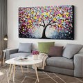 Zoyotago Large Canvas Wall Art for Living Room Bedroom Home Office Colorful Flower Tree of Life Wall Art Modern Hand-painted Oil Painted Size 29x59