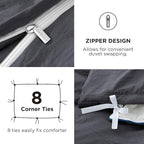 Bedsure Duvet Cover Queen Size with Fitted Sheet - 4 Pieces Prewashed Cotton-Like Extra Soft Bedding Set, Includes 1 Duvet Cover 90x90 Inches, 2 Pillow Shams, 1 Fitted Sheet, Dark Grey