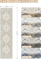 Runner Rug 2x8 Runners for Hallways Non Slip Washable, Vintage Hallway Runner Rugs for Living Room, Low Pile Soft Hallway Rug for Kitchen Bedroom Laundry Room Rug(Beige,2'x8')