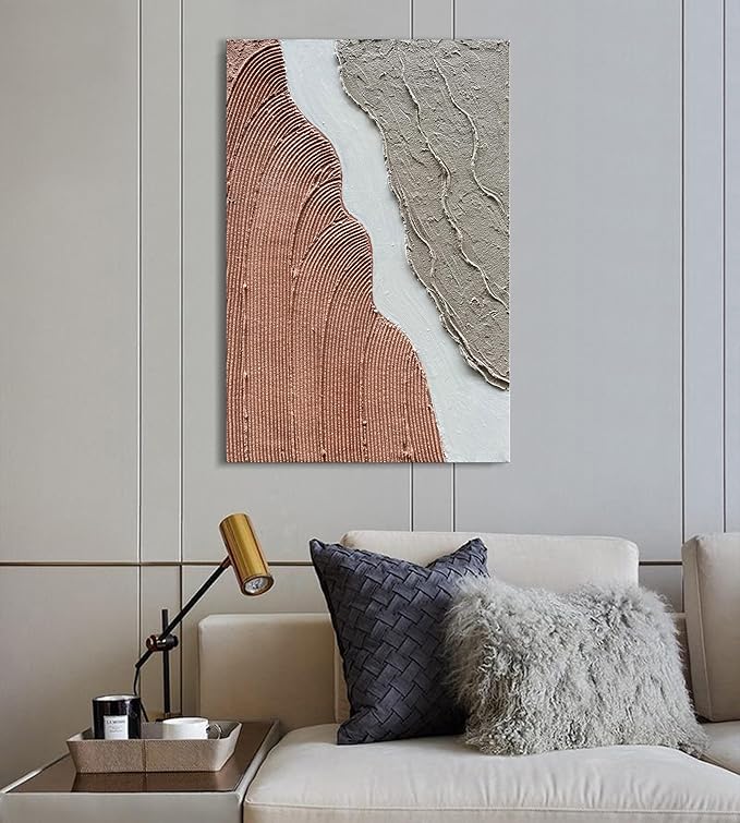Hand Painted Abstract Thick Texture Art Oil Painting Minimalism Wall Art Oil Painting Texture Wall Art on Canvas 36x24 Inch