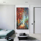Art Hand-Painted Landscape Oil Painting Wall Art 24x48 Inchs Contemporary Abstract Vertical Texture Oil Painting for Living Room Bedroom Wall Decoration