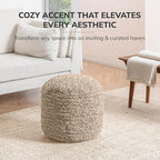Anji Mountain Artisan Crafted Cotton Blend Pouf Ottoman | Versatile Floor Seating & Footstool for Living Room | Modern Boho Home Décor Accent | Filled Pouffe