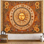 Accnicc Vintage Sun and Moon Tapestry Boho Yellow Orange Indie Wall Tapestry for Bedroom Aesthetic Sunflower Large Hippie Fall Tapestries Wall Hanging for Living Room Dorm 80 x 60 Inch