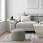 SIMPLIHOME Serena Contemporary Round Braided Pouf in Dove Grey Cotton for the Living Room, Bedroom and Kids Room