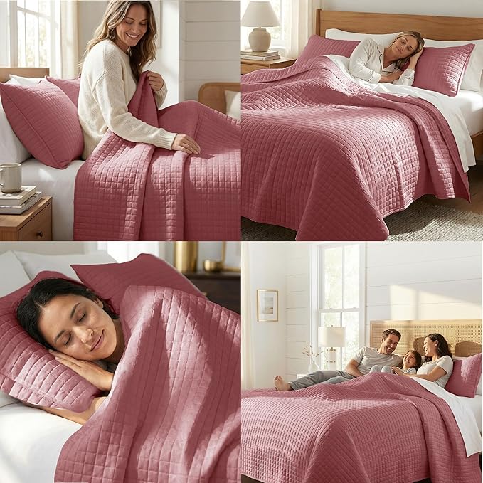 Southshore Fine Living, Inc. Oversized King Quilt Bedding Set with 2 Pillow Shams, Marsala Coverlet, King Size/California Bedspread, Soft Microfiber Bedding, Easy Care, Machine Washable, Marsala