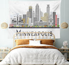 Ambesonne Minnesota Tapestry, Elevation of a Street in Minneapolis Image with High Detailed Facades, Fabric Wall Hanging Decor for Bedroom Living Room Dorm, 30" X 45", White Grey