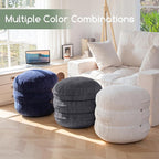 HIGOGOGO Pouf Ottoman Stuffed Round Modern Foam Filled Foot Rest Poufs 20 X 18 Inches Modular Ottomans Separated Into Floor Cushions for Living Room Chair Decorative Stool, Dark Grey
