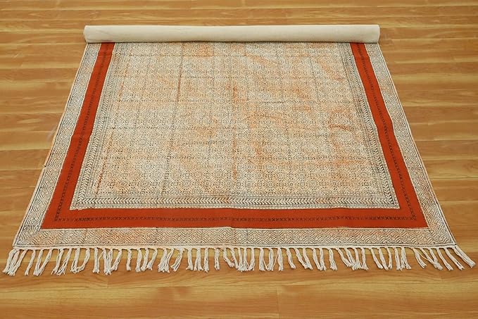 Area Rug 12x18 Kilim Rug Bronze & Black Cotton Dhurrie Oriental Thick 0.19 inches Stone Easy Washable Rug Hand Wash Cotton Carpet Flatweave Rug Indoor Outdoor Rugs for Living Room, Bedroom