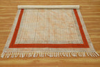 Area Rug 8x10 Kilim Rug Bronze & Black Cotton Dhurrie Oriental Thick 0.19 inches Stone Easy Washable Rug Hand Wash Cotton Carpet Flatweave Rug Indoor Outdoor Rugs for Living Room, Bedroom