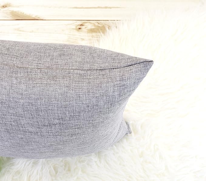 Aiking Home Woven Fine Faux Linen Throw Pillow Cover, Size 18"x18", Light Grey