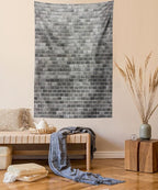 Ambesonne Grey and White Tapestry Queen Size, Modern Brick Wall Tiles Urban Construction Architecture Building Town Art Picture, Wall Hanging Bedspread Bed Cover Wall Decor, 88" X 88", Grey