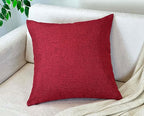 Aiking Home Woven Fine Faux Linen Throw Pillow Cover, Size 18"x18", Burgundy
