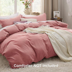 Bedsure Pink Clay Duvet Cover Twin/Twin XL Size - 2 Pieces Prewashed Polyester Extra Soft Bedding Set, Includes 1 Twin Duvet Cover 68''x90'' with Zipper Closure & 1 Pillow Sham, No Comforter