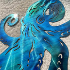 LiveInUrban Coastal Wall Art Octopus Metal Wall Sculptures, Ocean Beach Themed Metal Hanging Home Decoration 15.7"x11.1"