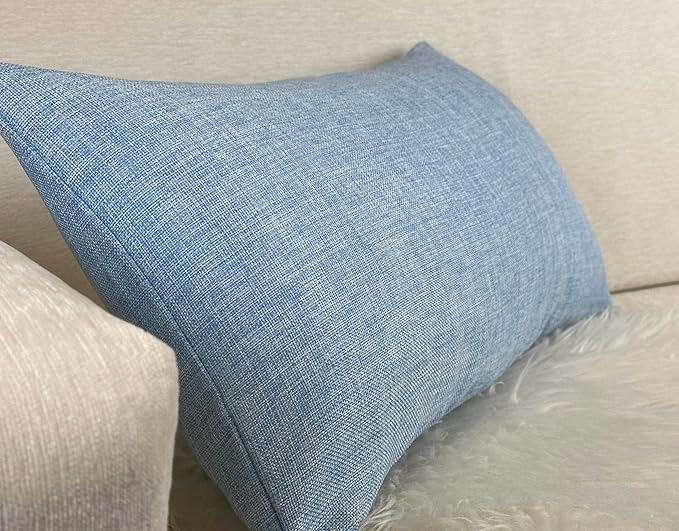 Aiking Home Woven Fine Faux Linen Throw Pillow Cover, Size 14"x26", Slate Blue