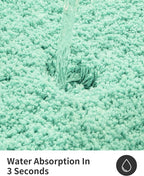 ILANGO Spa Blue Bathroom Rugs 32" × 20" Non Slip & Super Absorbent Extra Thick Soft, Washable Bath Mat for Floor, Microfiber Plush Shaggy Bath Rug with Rubber for Bathtub Shower Room Sink
