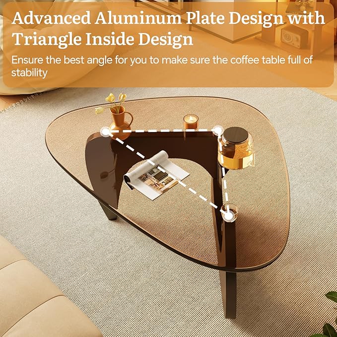 Coffee Tables Glass Small Farmhouse Coffee Table Mid-Century Modern Wood Center Table for Living Room, Black Brown, 45 Inch