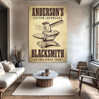 TAILORED CANVASES Custom Ironworks Wall Decor – Personalized Shop Sign for Men, Rustic Home Accent, Metal Craft Artwork, Blacksmith Knowledge Poster, Vintage Workshop Piece, Handmade Design
