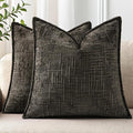 decorUhome Chenille Throw Pillow Covers 26x26 Set of 2, Thick Textured Slubby Neutral Decorative Pillow Covers with Elegant Design for Couch, Sofa, Living Room, Chocolate