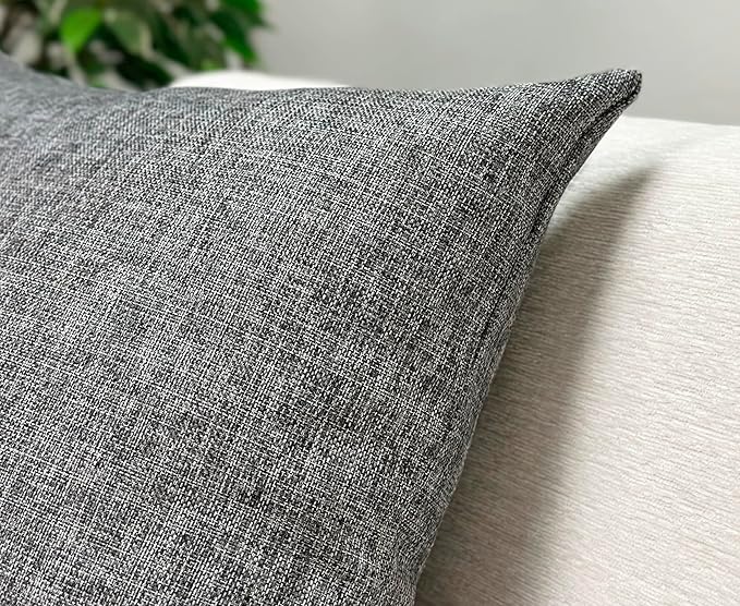 Aiking Home Woven Fine Faux Linen Throw Pillow Cover, Size 18"x18", Gray