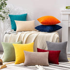 GAWAMAY Decorative Square Throw Pillow Covers Set of 2 for Sofa ,Super Soft Chenille Farmhouse Pillowcases for Living Room Bedroom Home Decoration Couch Cushion Cover Teal 50x50cm/20x20 Inch