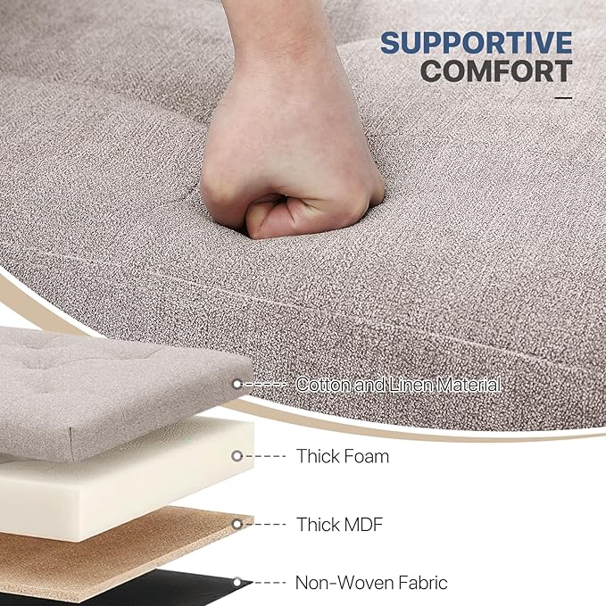 MoNiBloom 15 Inches Storage Ottoman Cube, Folding Square Foot Rest Stool, Small Ottoman Footrest with Storage for Living Room, Bedroom, Entryway, Sandy Beige