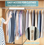 22” Gusseted Garment Bags for Hanging Clothes, All Clear Clothes Cover for Closet Storage, Wardrobe Coat Protector for Suit, Shirt Long Dress, Bottom Enclosed, 2 Pack, 60” Long