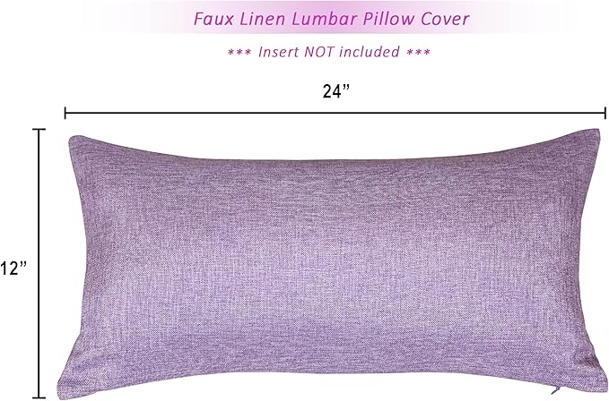 Aiking Home Woven Fine Faux Linen Throw Pillow Cover, Size 12"x24", Lavender