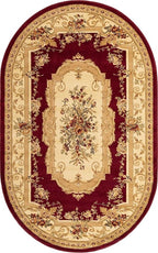 Rugs.com Chateau Collection Rug – 5' 3 x 8' Oval Red Medium Rug Perfect for Living Rooms, Large Dining Rooms, Open Floorplans