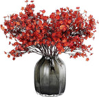 JAKY-Global Babys Breath Silk Artificial Flowers Bulk 12pcs for Fall Decor Fake Flower Bouquet Bulk for Home Kitchen Indoor Bouquet Floral Arrangement Table Centerpieces Party Decor(Burnt Red Brown)