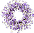 Spring Wreath for Front Door, 24 Inch Purple Forsythia Wreath for Door, Spring Wreath Blossom Cluster Flower Farmhouse on Grapevine for Festival Celebration