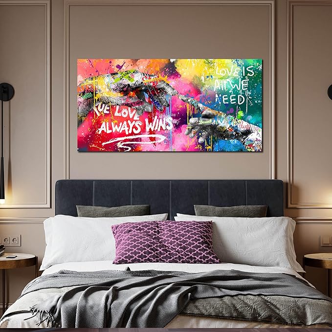 Canvas Graffiti Wall Art for Living Room - Banksy Wall Decor for Bedroom Teen Girl Ready to Hang Size 24" x 48"