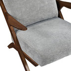 Lexicon Mid Century Modern Accent Chair, Pascal Brown Solid Rubberwood Frame, Reversible Back Cushion, Woven Chenille Upholstered Reading Chair, for Living Room/Bedroom/Office, Grey