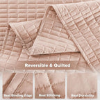 Comfort Spaces Kienna Quilt Set- Double Sided Stitching Design Summer Blanket, Lightweight, Soft, All Season Bedding Layer, Matching Sham, Blush, Coverlet Full/Queen(90"x90") 3 Piece
