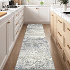 Art&Tuft 2x12 Runner Rug - Washable Runner Rugs, Non-Slip Runner Rug for Hallway, Low-Pile 2x12 Rug Runner Kitchen Laundry Room Rug Throw Carpet for Entrance Bedroom Living Room, Blue