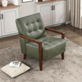 Lexicon Modern Accent Chair, Luxury Genuine Leather Match Living Room Chair with Tufted Cushions, Solid Wood Frame and Arm Rest, Comfy Upholstered Single Seat for Bedroom/Reading/Office, Green