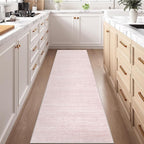 Art&Tuft Non-Slip Runner Rug - 2x10 Runner Rug Washable Low-Pile Rugs Runners, Soft Distressed Carpet Runner for Bedroom Bathroom Kitchen Laundry Living Room, Lightpink