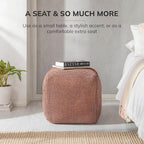 Anji Mountain 100% Handmade & Handcrafted Comfortable Home Décor Pouf Ottoman Footrest for Living Room, Bedroom, Nursery, Kidsroom, Patio Furniture - (20" x 20" x 20" - Teak)