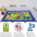 KIDCARPET.COM Learning On The Fly Rectangle Classroom Rug | Bordered Area Rug for Preschool Daycare Learning, 6' x 8'6"