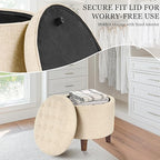 Homepop Home Decor Upholstered Round Tufted Foot Rest Ottoman Ottoman with Storage for Living Room & Bedroom Decorative Home Furniture, Twine Small