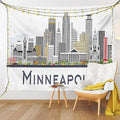 Ambesonne Minnesota Tapestry King Size, Elevation of a Street in Minneapolis Image with High Detailed Facades, Wall Hanging Bedspread Bed Cover Wall Decor, 104" X 88", White Grey