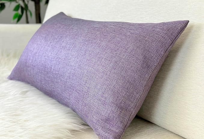 Aiking Home Woven Fine Faux Linen Throw Pillow Cover, Size 12"x24", Lavender
