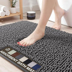 Neater Home Plush Bathroom Rugs 30x20 Thick Chenille Quick Dry Microfiber Absorbent Bath Mat, Soft Bath Rugs, Machine Washable Bathroom Floor Mat for Tub Shower Sink, Home Decor Accessories, Charcoal