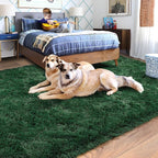 Rugs for Living Room 6x9, Soft Shaggy Modern Shag Area Rug for Bedroom, Upgrade Non-Slip Plush Fluffy Carpet for Kids Boys Girls Room Home Decor Aesthetic, Blackish Green