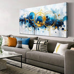 JKWALL77 Big Abstract Canvas Wall Art for Living Room - Blue Modern Wall Decor Ready to Hang Size 29" x 59"