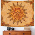 Accnicc Boho Mandala Floral Tapestry Vintage Bohemian Indian Tapestries for Bedroom Aesthetic Retro Orange Yellow Flower Tapestry Wall Hanging for Dorm Living Room Decor 60 x 44 Inch